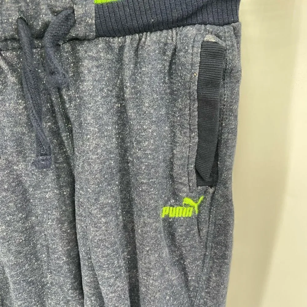 Puma Boys Jogger Sweatpants Pull On Active Pocket Blue Green Size Medium 10/12